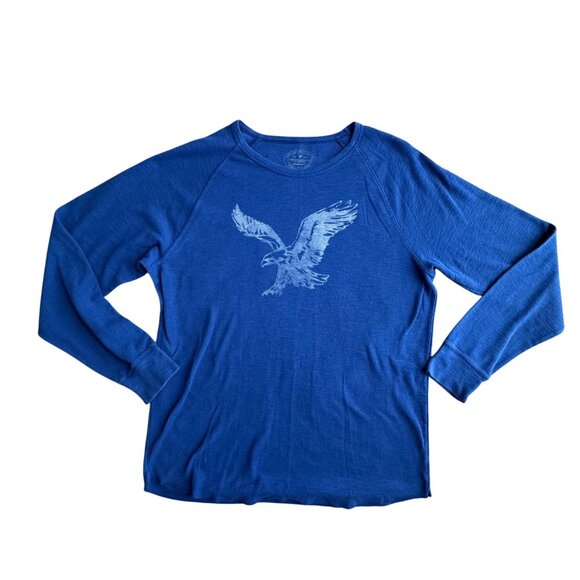 American Eagle Outfitters Graphic Long Sleeve Shirt XXL Athletic Fit Waffle Knit - Picture 3 of 7